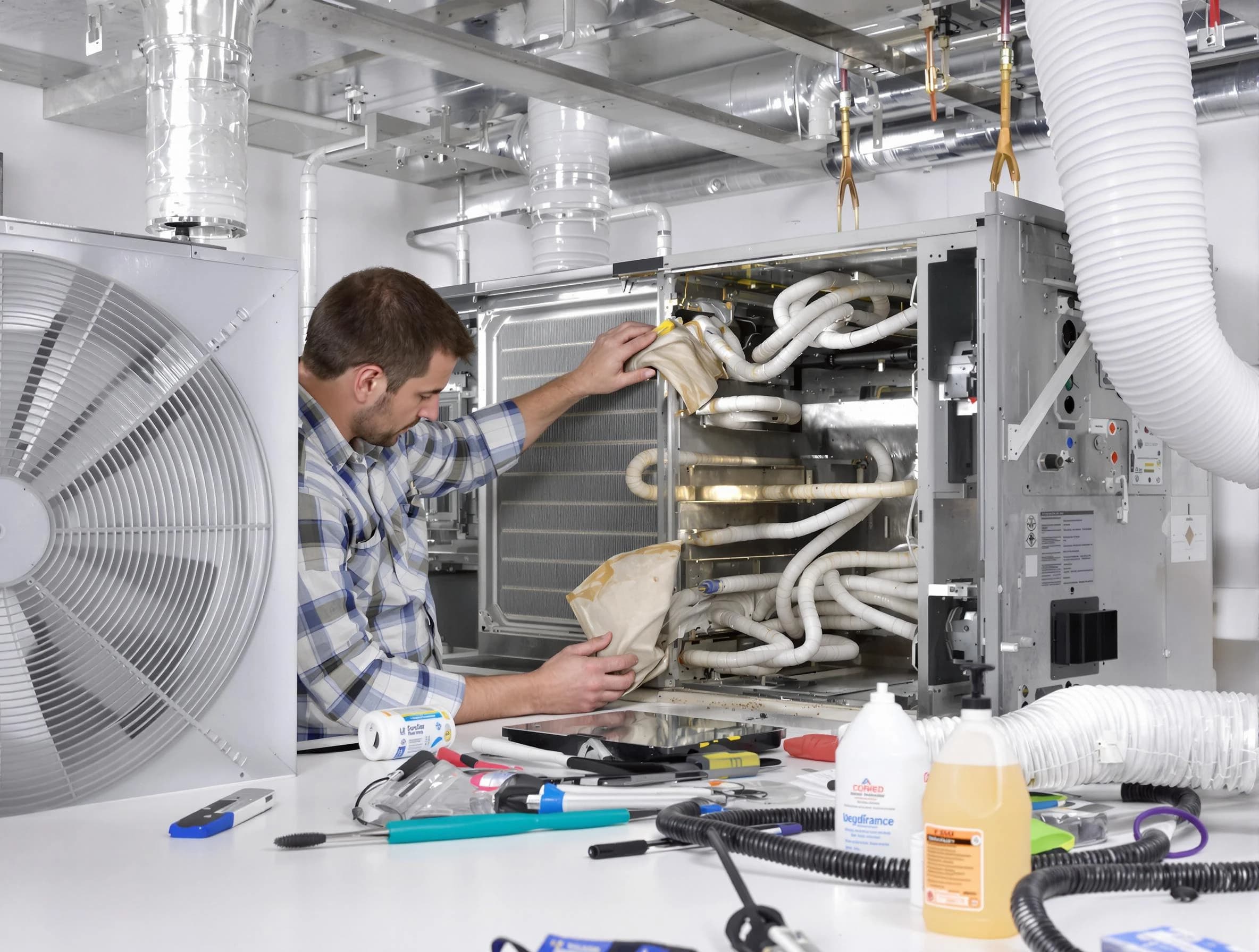 Dunwoody Air Duct Cleaning specialist performing precision AC coil cleaning in Dunwoody