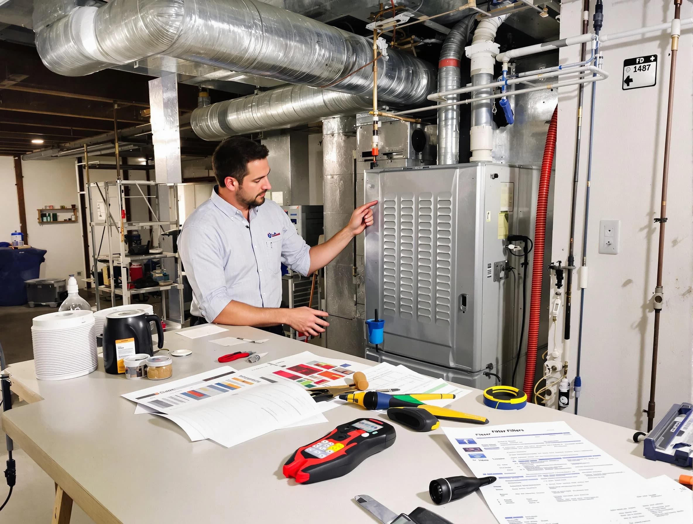 Dunwoody Air Duct Cleaning inspector conducting detailed filter system evaluation using professional diagnostic tools in Dunwoody