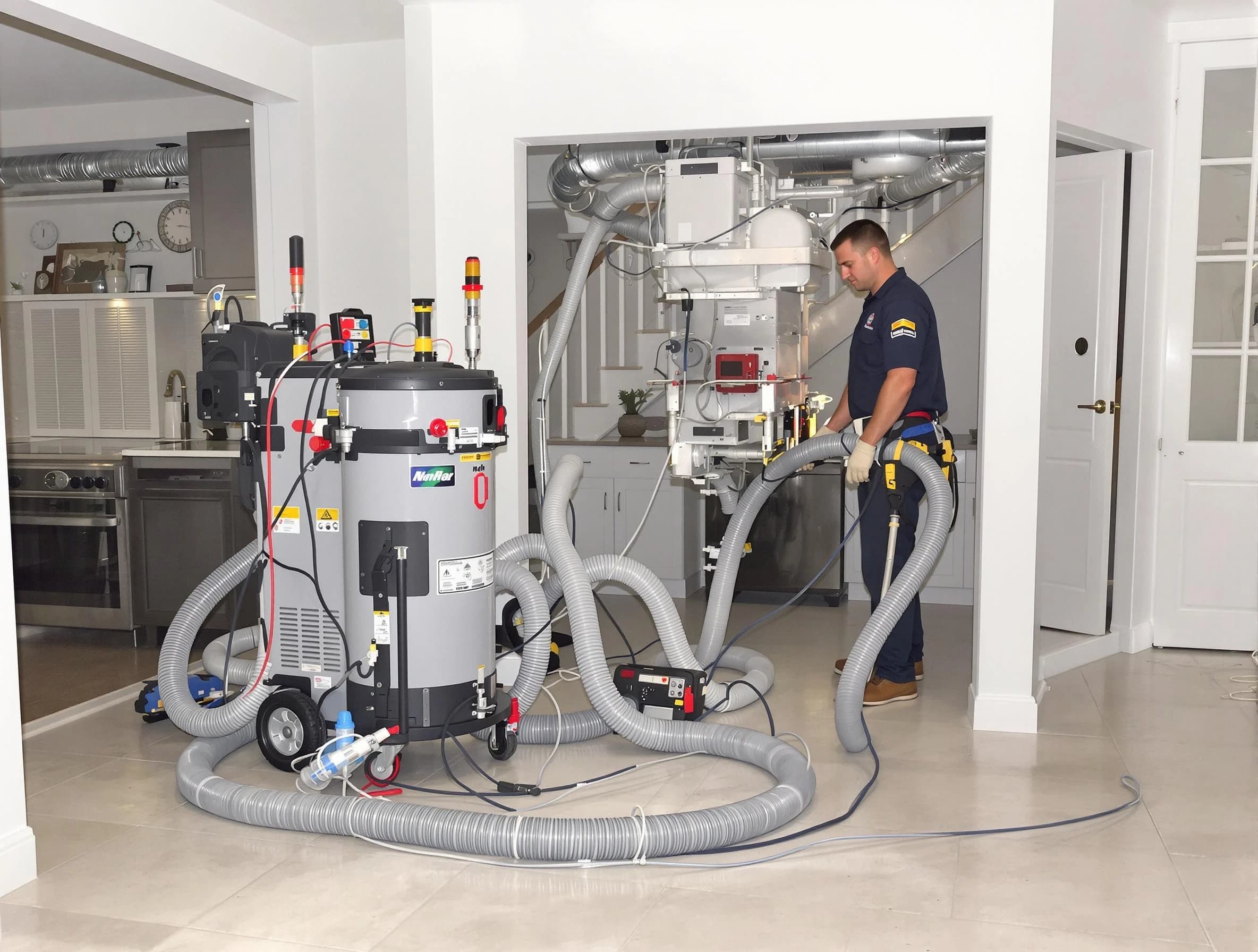 Dunwoody Air Duct Cleaning technician operating negative pressure cleaning equipment for thorough duct maintenance in Dunwoody