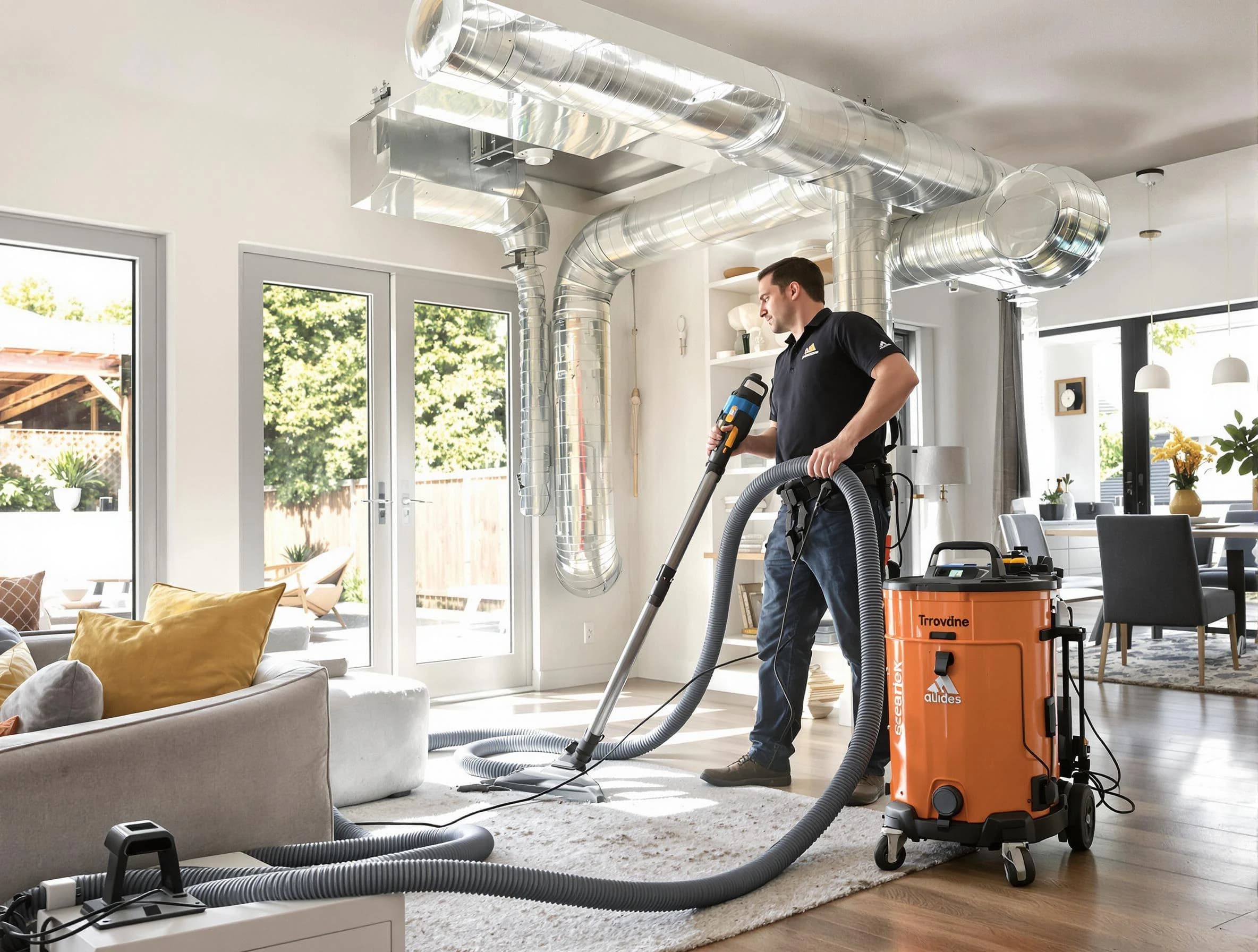 Dunwoody Air Duct Cleaning specialist performing thorough residential duct cleaning using advanced equipment in Dunwoody